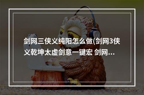 剑网三侠义纯阳怎么做(剑网3侠义乾坤太虚剑意一键宏 剑网3剑纯输出宏)