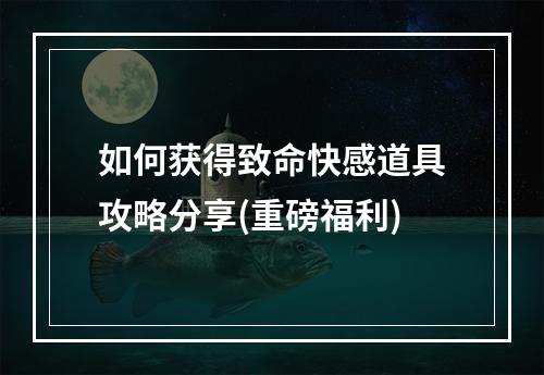 如何获得致命快感道具攻略分享(重磅福利)