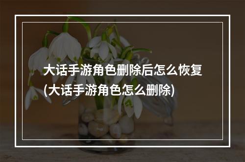 大话手游角色删除后怎么恢复(大话手游角色怎么删除)