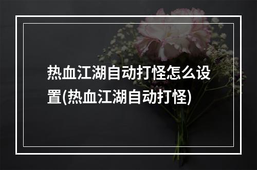 热血江湖自动打怪怎么设置(热血江湖自动打怪)