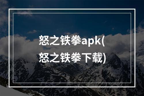 怒之铁拳apk(怒之铁拳下载)