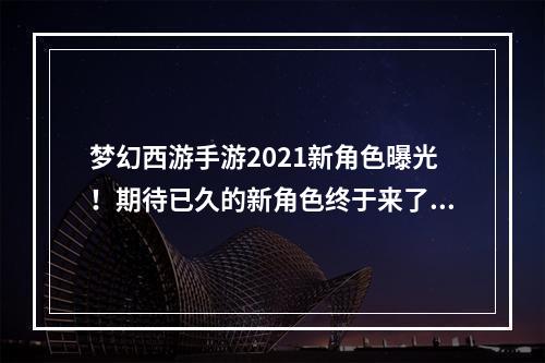 梦幻西游手游2021新角色曝光！期待已久的新角色终于来了！(惊喜之余，期待着新角色的表现)(梦幻西游手游2021年会出新角色吗？进一步了解最新角色的技能和特点(