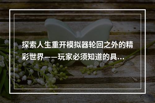 探索人生重开模拟器轮回之外的精彩世界——玩家必须知道的具体作用和触发条件！(人生重开模拟器轮回之外，不只是轮回的无限延展！)