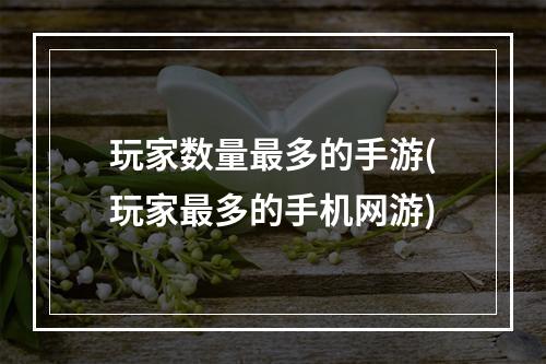 玩家数量最多的手游(玩家最多的手机网游)