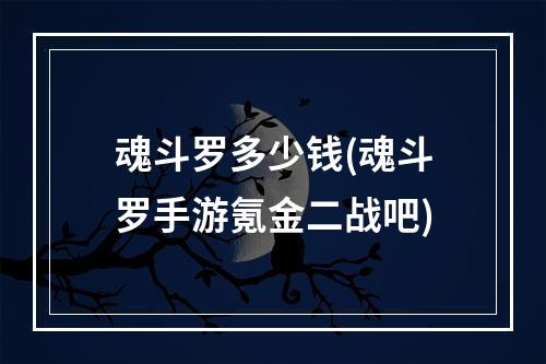 魂斗罗多少钱(魂斗罗手游氪金二战吧)