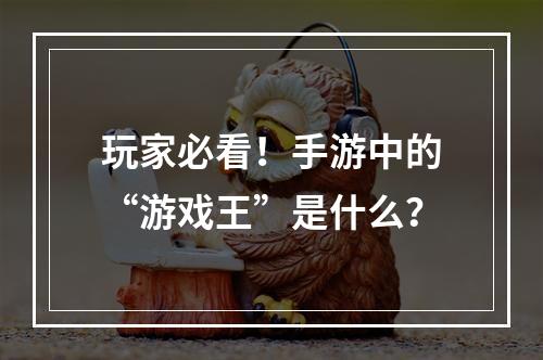 玩家必看！手游中的“游戏王”是什么？