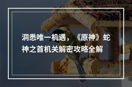 洞悉唯一机遇，《原神》蛇神之首机关解密攻略全解