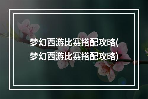 梦幻西游比赛搭配攻略(梦幻西游比赛搭配攻略)