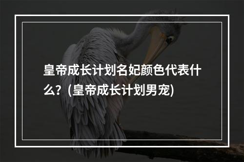 皇帝成长计划名妃颜色代表什么？(皇帝成长计划男宠)