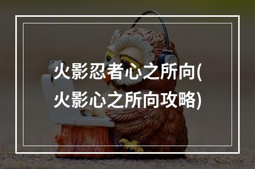 火影忍者心之所向(火影心之所向攻略)