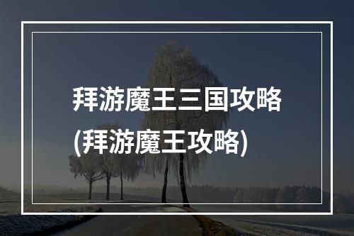 拜游魔王三国攻略(拜游魔王攻略)