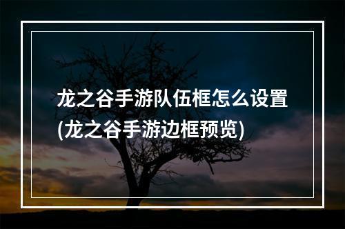 龙之谷手游队伍框怎么设置(龙之谷手游边框预览)