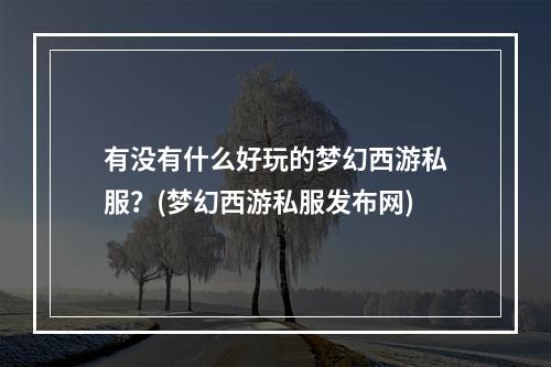 有没有什么好玩的梦幻西游私服？(梦幻西游私服发布网)