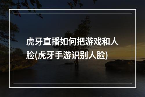 虎牙直播如何把游戏和人脸(虎牙手游识别人脸)