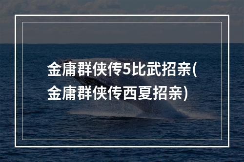 金庸群侠传5比武招亲(金庸群侠传西夏招亲)