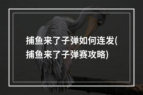 捕鱼来了子弹如何连发(捕鱼来了子弹赛攻略)