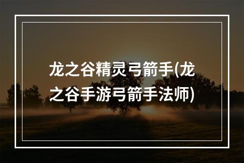 龙之谷精灵弓箭手(龙之谷手游弓箭手法师)