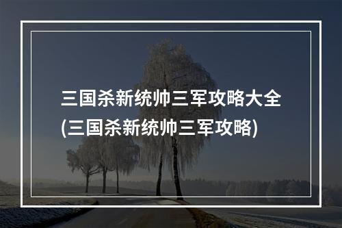 三国杀新统帅三军攻略大全(三国杀新统帅三军攻略)