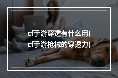 cf手游穿透有什么用(cf手游枪械的穿透力)