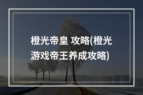 橙光帝皇 攻略(橙光游戏帝王养成攻略)