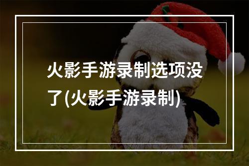 火影手游录制选项没了(火影手游录制)