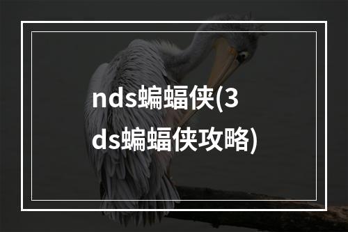 nds蝙蝠侠(3ds蝙蝠侠攻略)