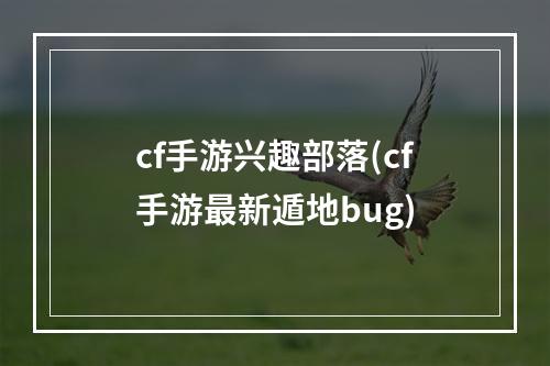 cf手游兴趣部落(cf手游最新遁地bug)