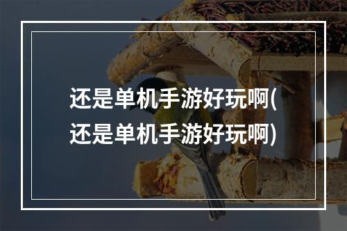 还是单机手游好玩啊(还是单机手游好玩啊)