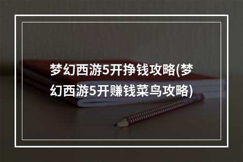 梦幻西游5开挣钱攻略(梦幻西游5开赚钱菜鸟攻略)