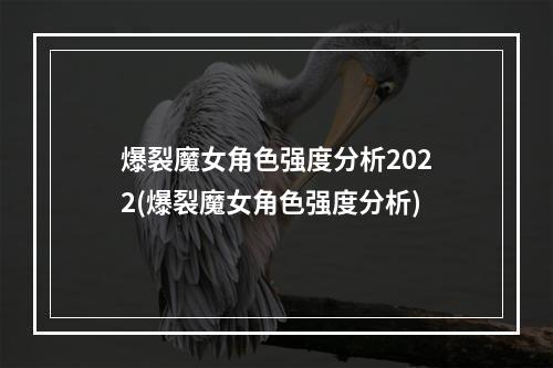 爆裂魔女角色强度分析2022(爆裂魔女角色强度分析)