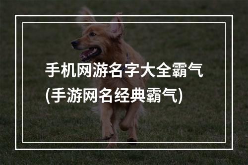 手机网游名字大全霸气(手游网名经典霸气)