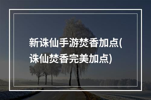 新诛仙手游焚香加点(诛仙焚香完美加点)