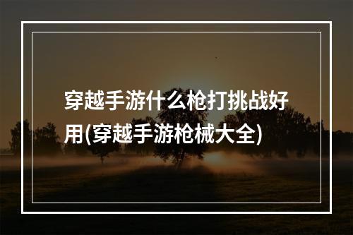 穿越手游什么枪打挑战好用(穿越手游枪械大全)