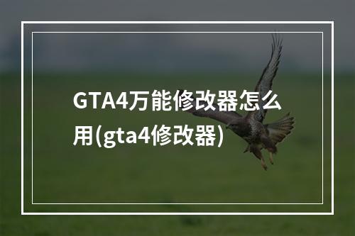 GTA4万能修改器怎么用(gta4修改器)