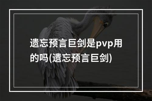 遗忘预言巨剑是pvp用的吗(遗忘预言巨剑)