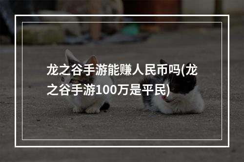 龙之谷手游能赚人民币吗(龙之谷手游100万是平民)