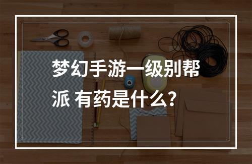 梦幻手游一级别帮派 有药是什么？