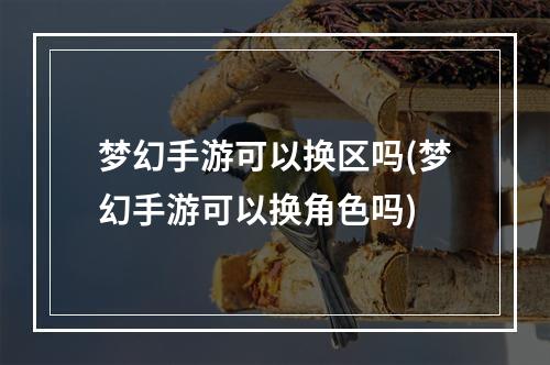 梦幻手游可以换区吗(梦幻手游可以换角色吗)