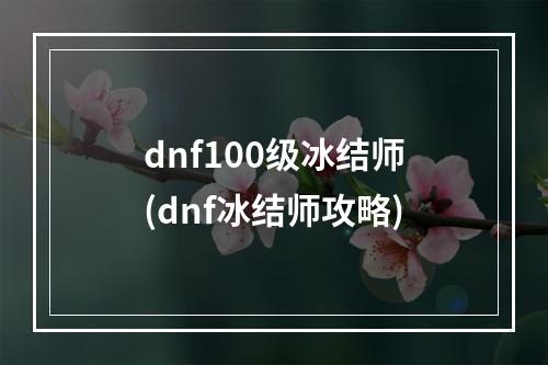 dnf100级冰结师(dnf冰结师攻略)