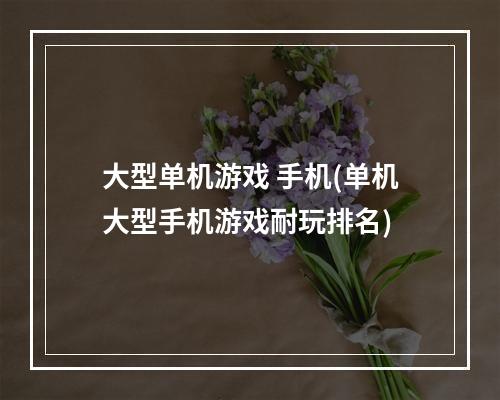 大型单机游戏 手机(单机大型手机游戏耐玩排名)