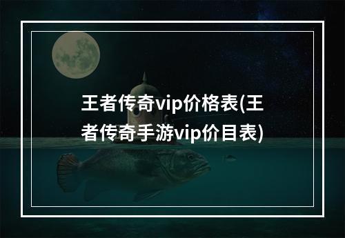 王者传奇vip价格表(王者传奇手游vip价目表)