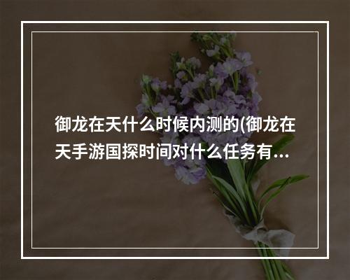 御龙在天什么时候内测的(御龙在天手游国探时间对什么任务有加成)