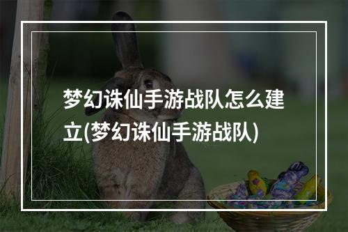 梦幻诛仙手游战队怎么建立(梦幻诛仙手游战队)