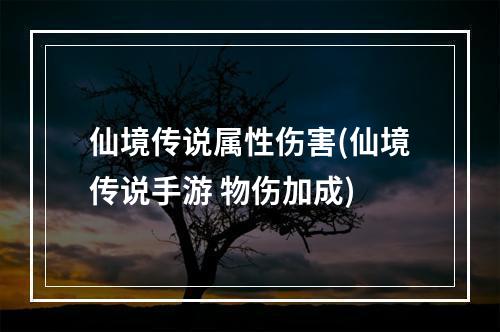 仙境传说属性伤害(仙境传说手游 物伤加成)