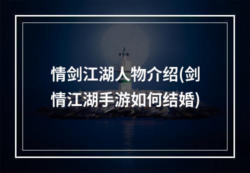 情剑江湖人物介绍(剑情江湖手游如何结婚)