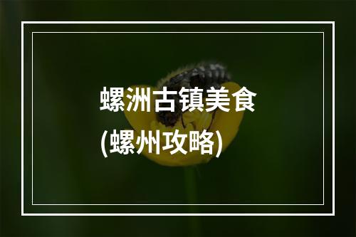 螺洲古镇美食(螺州攻略)