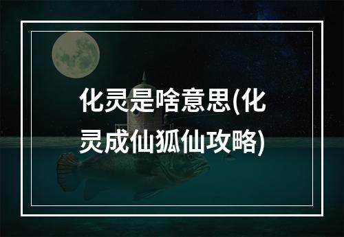 化灵是啥意思(化灵成仙狐仙攻略)