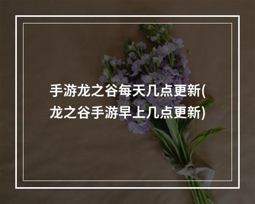 手游龙之谷每天几点更新(龙之谷手游早上几点更新)