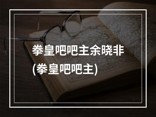 拳皇吧吧主余晓非(拳皇吧吧主)