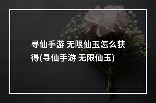 寻仙手游 无限仙玉怎么获得(寻仙手游 无限仙玉)